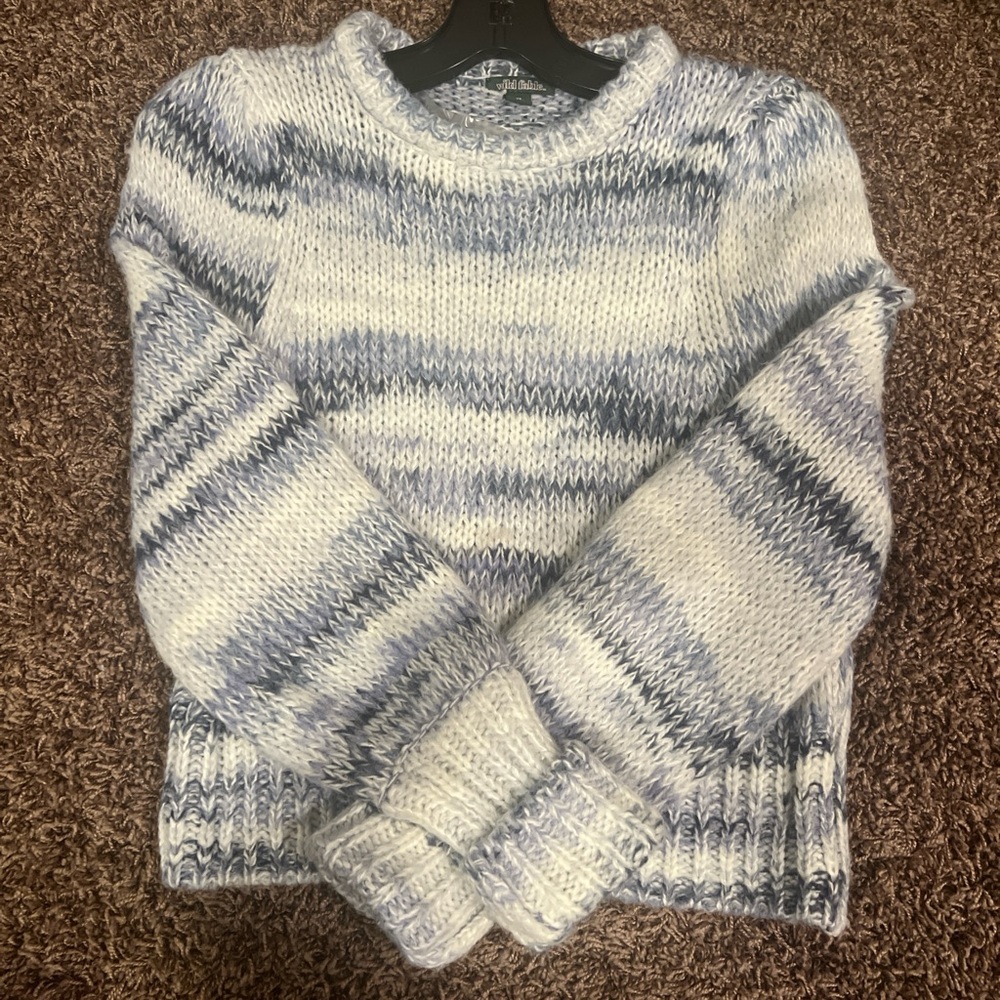 Women's Blue and White Sweater
